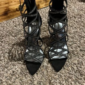 Sparkly cage heels.